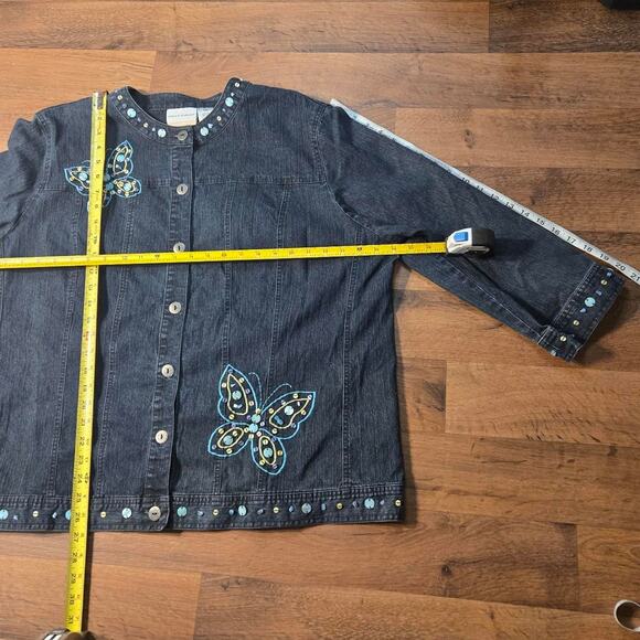Alfred Dunner beaded butterfly denim jacket size 20W - Picture 6 of 7